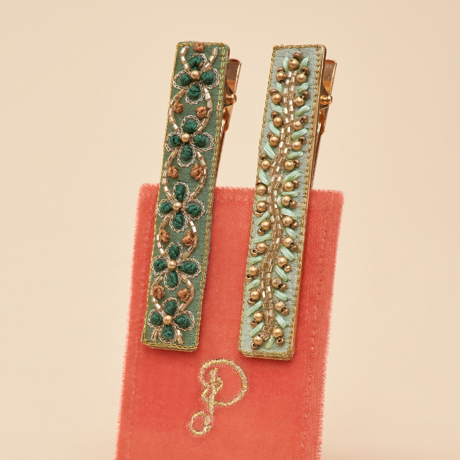 Jewelled Hair Bar-Green Vines (Set of 2) - Haar Accessoires    